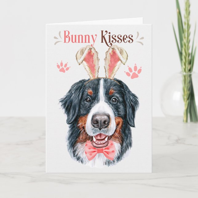 Tarjeta Festiva Perro de montaña de Bernese en Pascua de Abundante (Anverso)