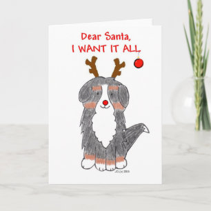 Tarjeta Festiva Perro de montaña de Bernese Santa lo quiero toda