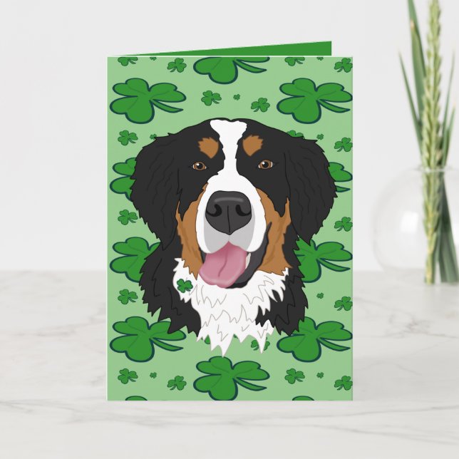 Tarjeta Festiva Perro de montaña de San Patricio (Anverso)
