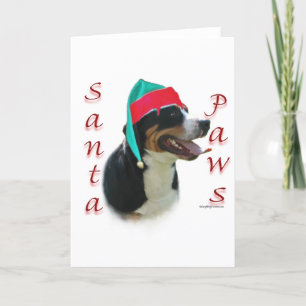 Tarjeta Festiva Perro de montaña suizo de mayor tamaño Santa Paws