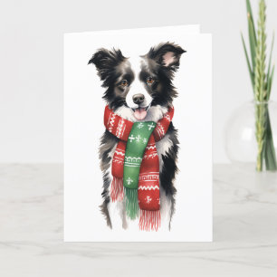 Tarjeta Festiva Perro de Navidad, Border Collie Navideño BLANK