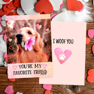 Tarjeta Festiva Perro de oro divertido Te quiero San Valentín