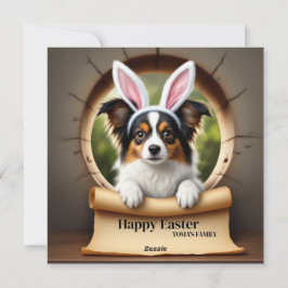 Tarjeta Festiva Perro de Papillon - con apellido