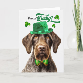 Tarjeta Festiva Perro de pelo largo alemán se siente afortunado po