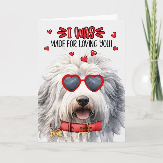Tarjeta Festiva Perro de perro pastor inglés hecho para amarte San (Anverso)