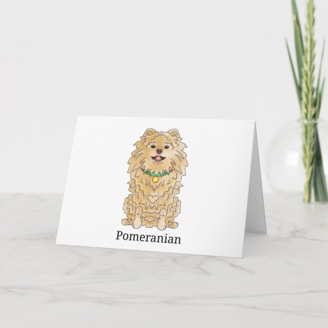Tarjeta Festiva Perro de Pomerania | (Anverso)