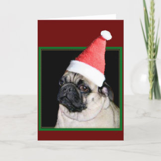 Tarjeta Festiva Perro de pug de navidades