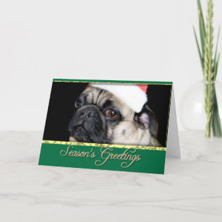 Tarjeta Festiva Perro de pug de navidades