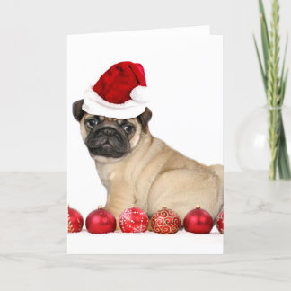 Tarjeta Festiva Perro de pug de navidades