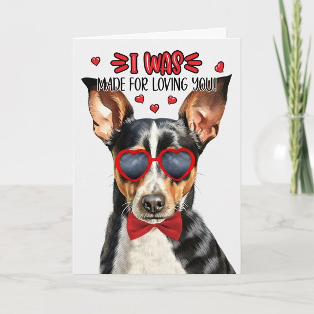 Tarjeta Festiva Perro de Rat Terrier hecho para amarte San Valentí (Anverso)