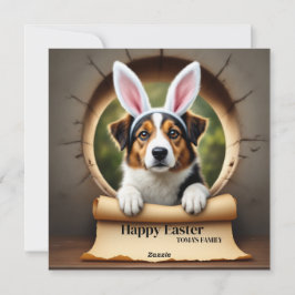 Tarjeta Festiva Perro de razas mixtas - con apellido