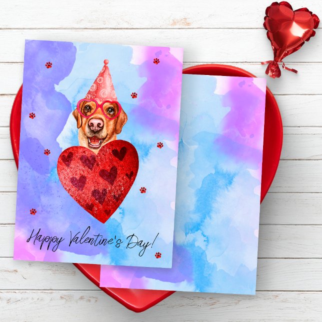 Tarjeta Festiva Perro de regalo del El día de San Valentín Labrado (Subido por el creador)