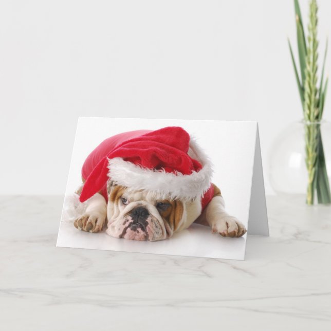 Tarjeta Festiva Perro de Santa (Anverso)