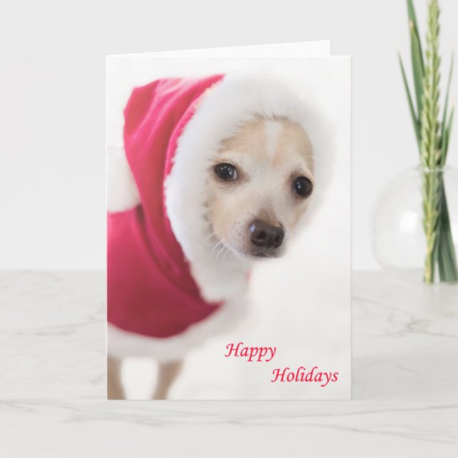 Tarjeta Festiva Perro de Santa (Anverso)