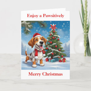 Tarjeta Festiva Perro de Santa Claus