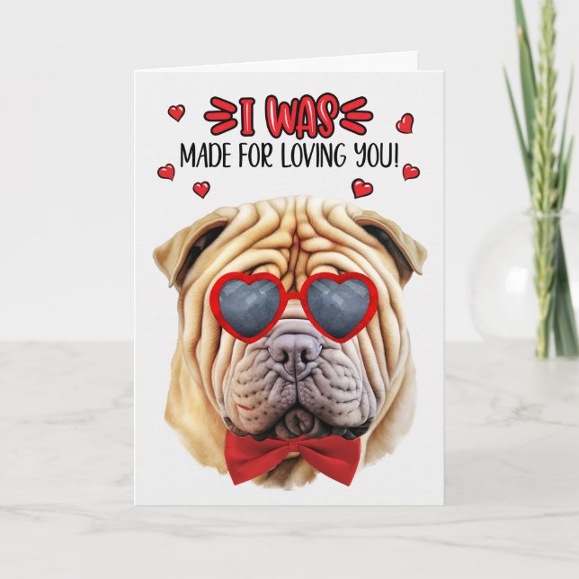 Tarjeta Festiva Perro de Shar Pei lindo hecho para amarte San Vale (Anverso)