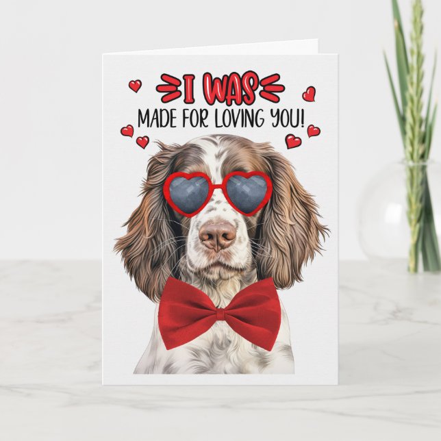 Tarjeta Festiva Perro de Springer inglés hecho para amarte San Val (Anverso)
