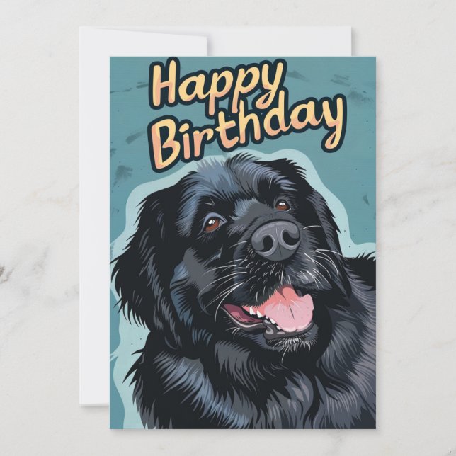 Tarjeta Festiva Perro de Terranova Cumpleaños (Anverso)