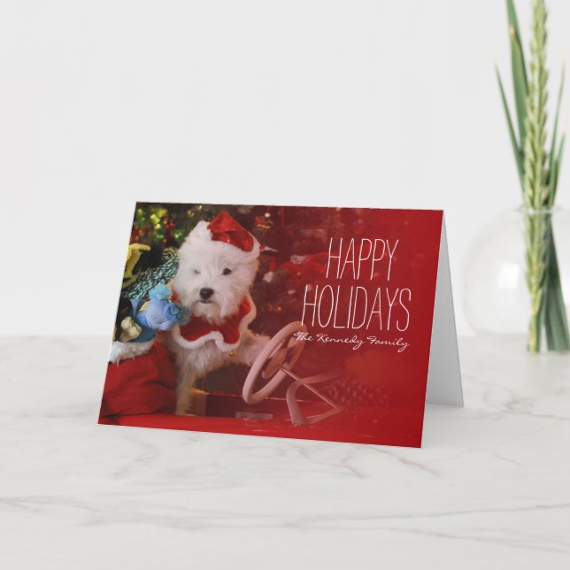 Tarjeta Festiva Perro de Terrier blanco de montaña del oeste como (Anverso)