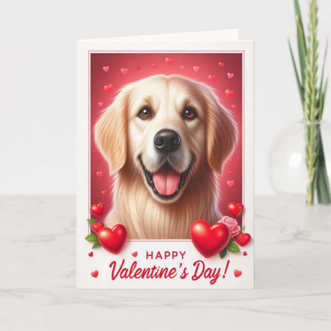Tarjeta Festiva Perro de verano feliz Día de San Valentín (Anverso)