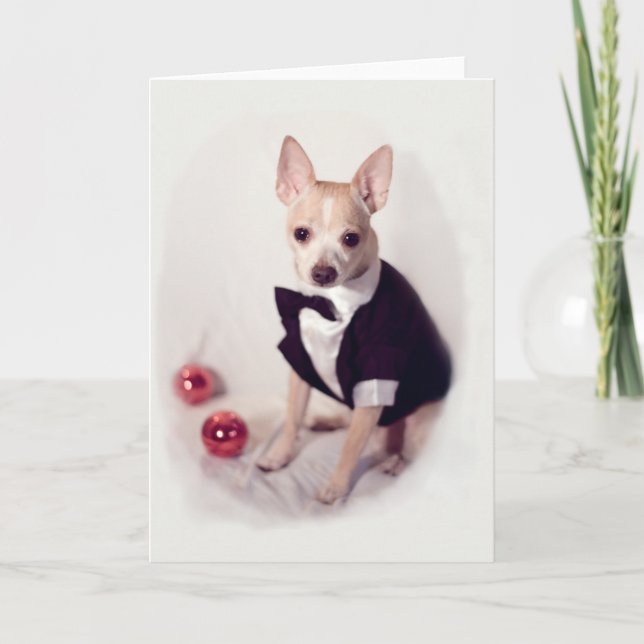 Tarjeta Festiva Perro Decorado (Anverso)
