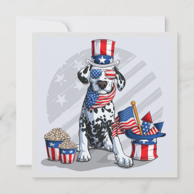 Tarjeta Festiva Perro del 4 de julio feliz (Anverso)