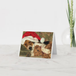 Tarjeta Festiva Perro del beagle el dormir Santa Snoopy - gracias