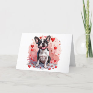 Tarjeta Festiva Perro del día de San Valentín Boston Terrier