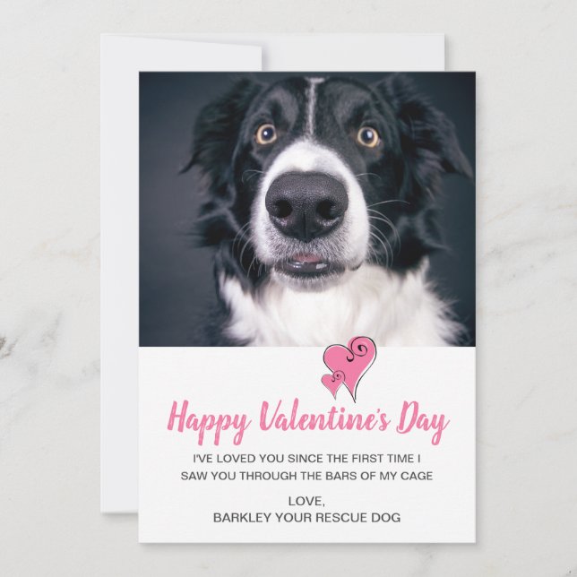 Tarjeta Festiva Perro día de San Valentín (Anverso)