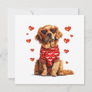 Tarjeta Festiva Perro día de San Valentín Golden Retriever