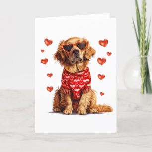 Tarjeta Festiva Perro día de San Valentín Golden Retriever
