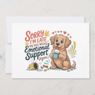 Tarjeta Festiva Perro Divertido Apoyo Emocional Cita de Dibujos An