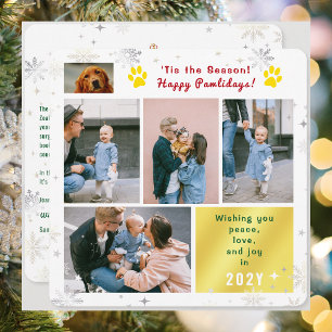 Tarjeta Festiva Perro Divertido Felices Pawlidays Paz Amor Alegría