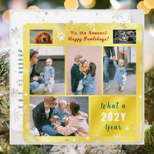 Tarjeta Festiva Perro Divertido Gato Feliz Pawlidays Fotos Dorado