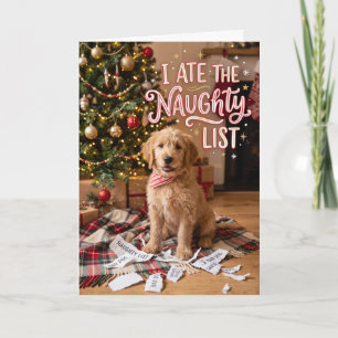 Tarjeta Festiva Perro Divertido Se Comió La Lista De Traviesos Nav