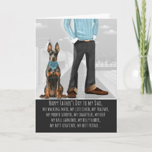 Tarjeta Festiva Perro Doberman Pinscher Día del Padre Divertido