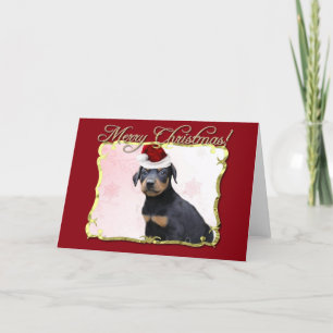 Tarjeta Festiva Perro Doberman Pinscher navidades
