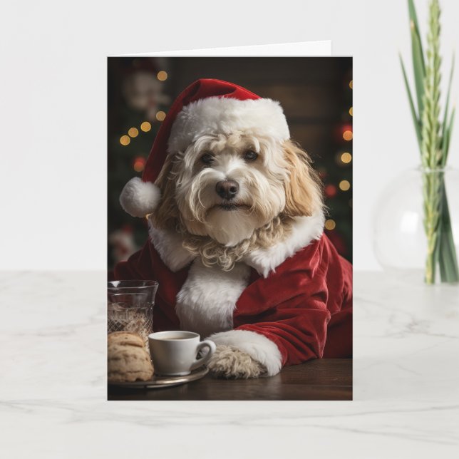 Tarjeta Festiva Perro Doodle (Anverso)