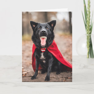 Tarjeta Festiva Perro Drácula de Halloween