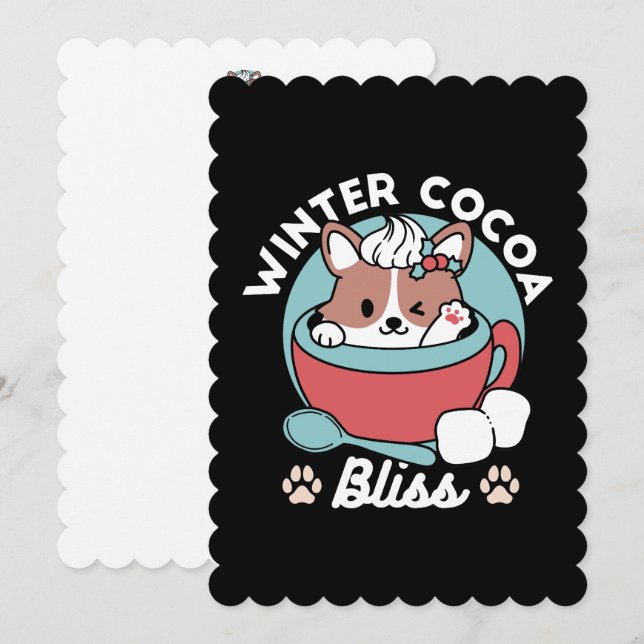 Tarjeta Festiva Perro en taza festiva para vibraciones de vacacion (Anverso / Reverso)