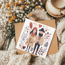 Tarjeta Festiva Perro escandinavo cachorro adorador de corazón