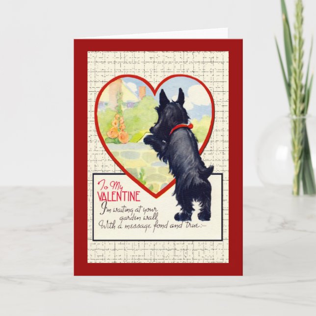 Tarjeta Festiva Perro escocés Valentine Scottish Terrier (Anverso)