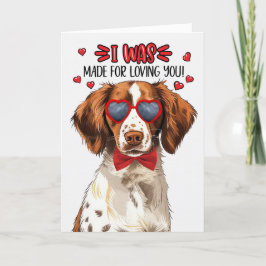 Tarjeta Festiva Perro español de Bretaña hecho para amarte San Val