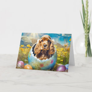 Tarjeta Festiva Perro español de Cocker Cute Easter