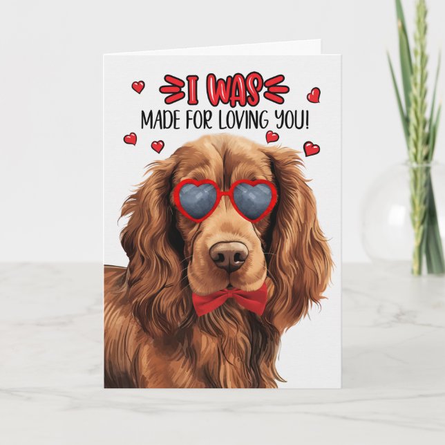 Tarjeta Festiva Perro español Sussex hecho para amarte San Valentí (Anverso)