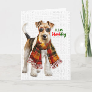 Tarjeta Festiva Perro Fox Terrier Divertidas Pulgas Navidog Navida