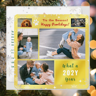 Tarjeta Festiva Perro Gato Divertido 4 Fotos Collage Lindo Elegant