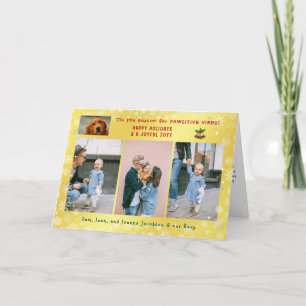 Tarjeta Festiva Perro Gato Divertido 4 Fotos Minimalista Elegante