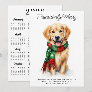 Tarjeta Festiva Perro Golden Retriever Calendario 2027 Navideño Li
