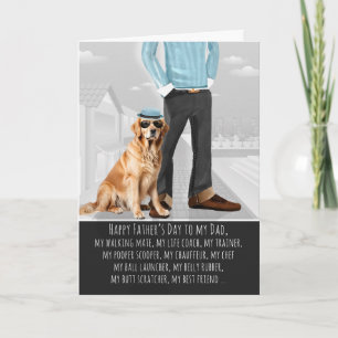 Tarjeta Festiva Perro Golden Retriever del Día del Padre de la Mas
